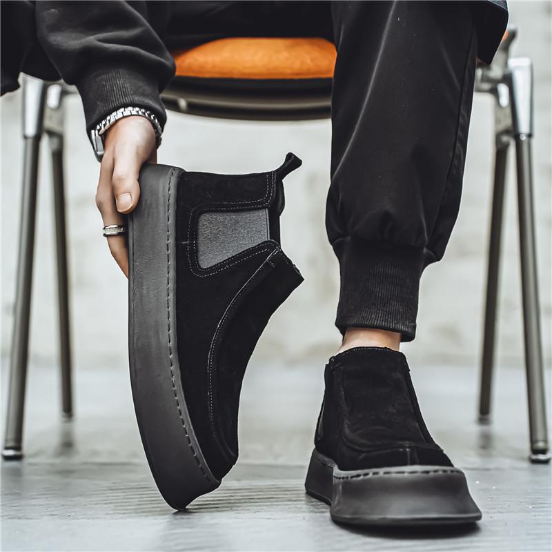 Обувь мужская осенняя обувь в гонконгском стиле с высоким берцем, на толстой подошве, с одной педалью, в стиле ретро, повседневная, универсальная, для отдыха на открытом воздухе, удобная обувь для сноуборда