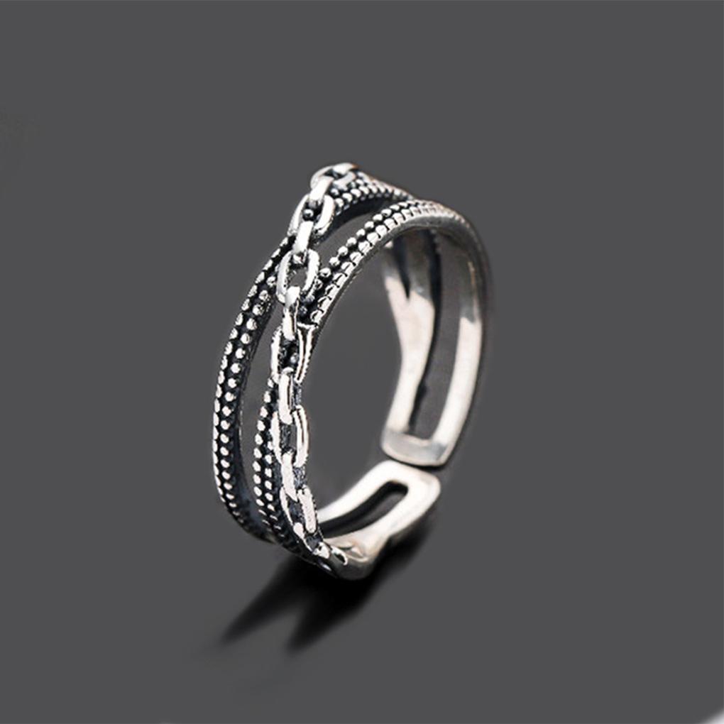 Men Ring Copper Opening Rings Hand Decor Retro Trendy Chain Lovers Jewelry for Party Decorations Jewelries Accessory
