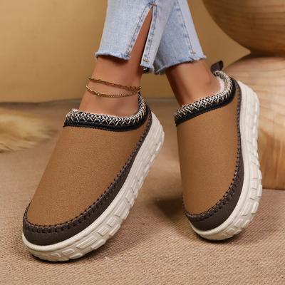 Толстые пушистые однотонные туфли для женщин, плюшевые нескользящие удобные ботинки, зимние теплые сапоги, ботинки на толстой подошве для женщин