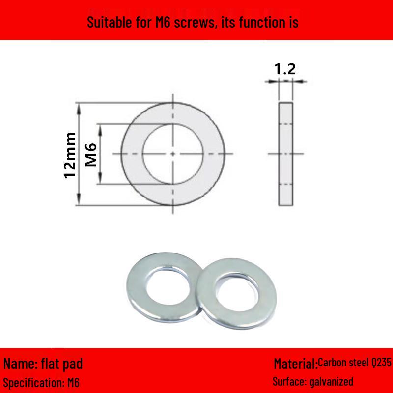 Galvanized/Stainless Steel Flat Washer Spacer - Sizes: M3, M4, M5, M6, M8, M10, M12