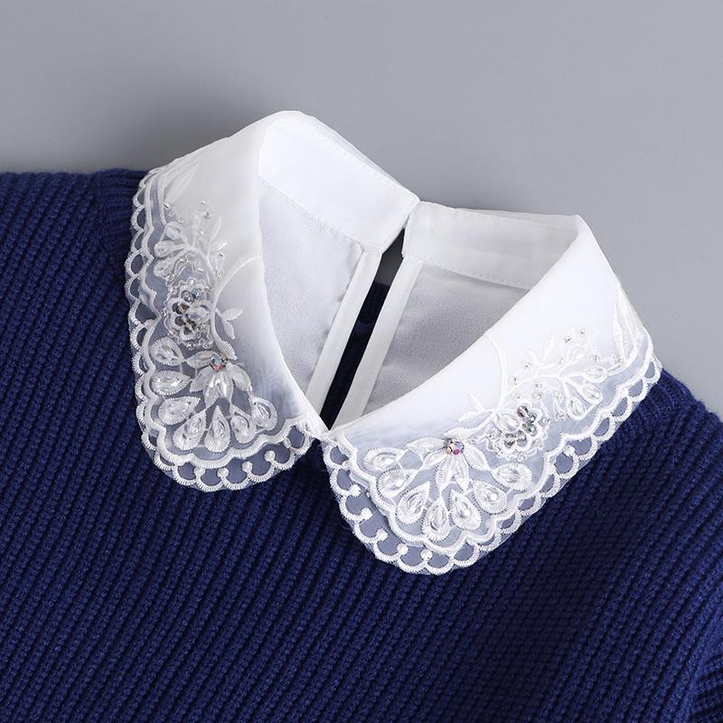 Women Fake Collar Blouse Sweater White Lapel Decor Detachable Collars For Women Black Lace False Collars Woman Lace Half Shirt