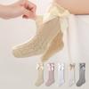 Children Girls Bow Knee High Fishnet Socks Baby Toddler Bowknot Tube Socks Kid Hollow Out Sock for 0-3Y