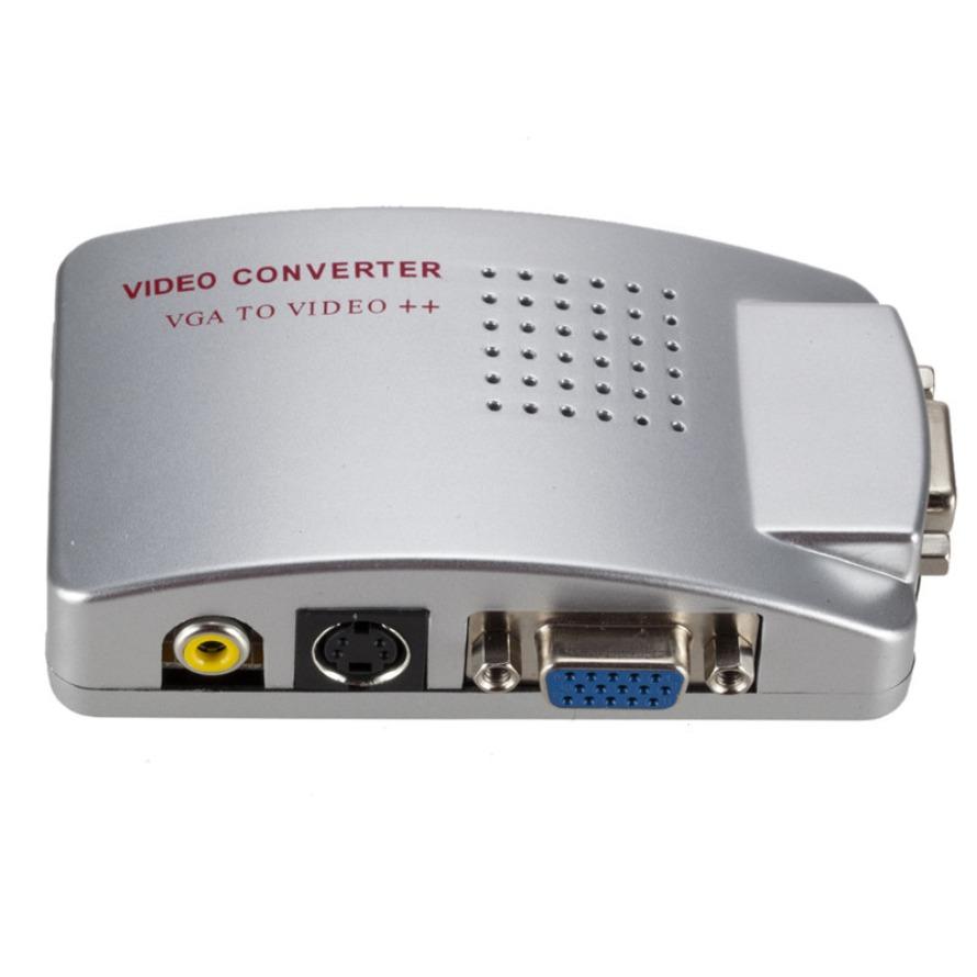 VGA to RCA Adapter Composite VGA Input to AV / S-Video / VGA Output Converter for PC Laptop DVD DVR VCR HDTV Monitor Projector