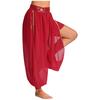 Womens Belly Dance Bloomers Halloween Theme Party Carnival Costume Ruched Waistband Side Split Pants
