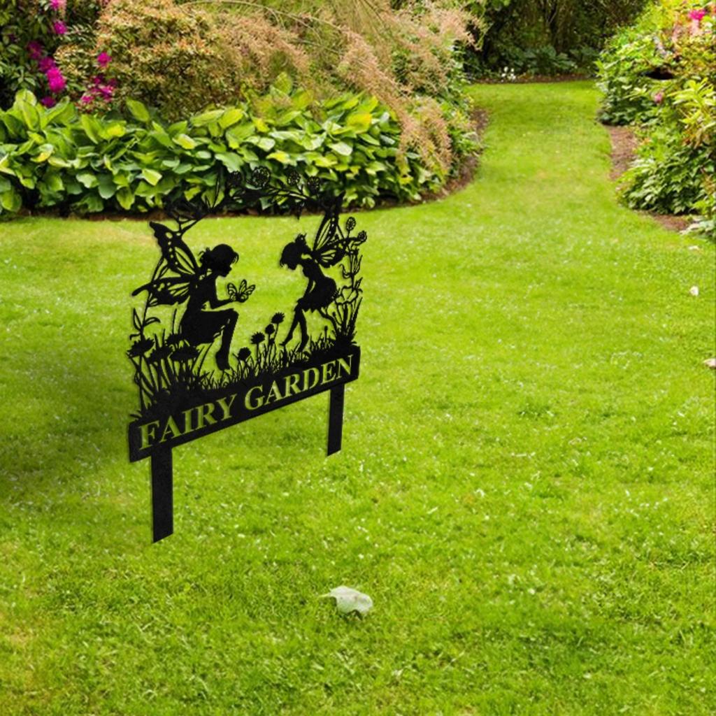 Custom Metal Fairy Garden Sign for Outdoor Decor Personalized Classic Design Pole Mount