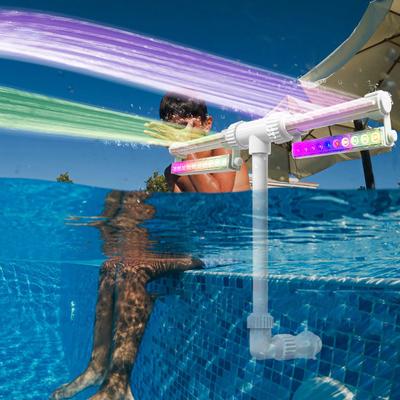 Фонтан для бассейна с 7-цветной светодиодной подсветкой, регулируемый двойной спрей для бассейна, фонтан для бассейна, водопад, охладитель для надземных и вкопанных бассейнов