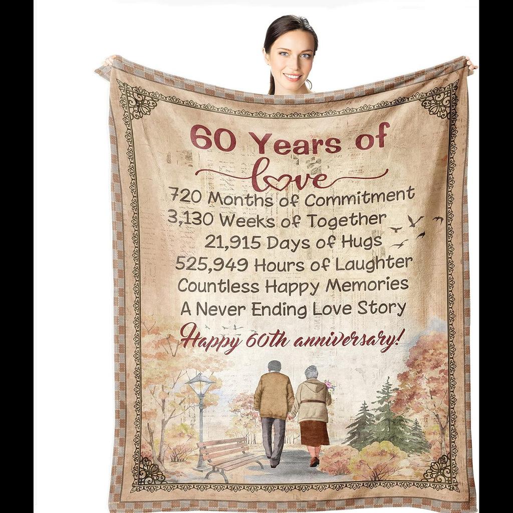 Wisegem Diamond Wedding Throw Blanket th Anniversary Gift for Couples Parents x Inch Perfect Wedding Blanket for Years Marriage