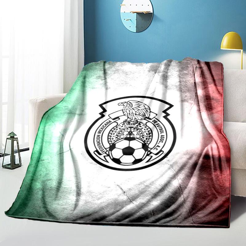 Mexico Football Team Emblem Printed Throws Blanket Soft Flannel Blankets for Couch Bed Gifts for Men Women Picnic blanket Christmas gifts