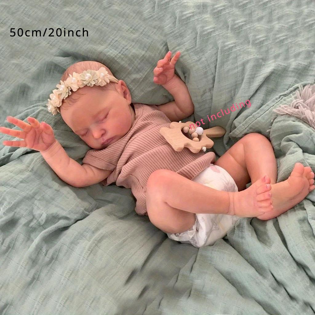 BZDOLL 20 дюймов 50 см Как Настоящая Мягкий Винил Спящая Кукла Реборн Игрушка с 3D Кожей с Видимыми Венами Тканевое Тело Девочка Ребенок Подарок на День Рождения