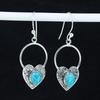 Серьги в форме сердца из натурального бирюзового камня, серьги из стерлингового серебра 925 пробы, серьги-подвески из серебра ручной работы в стиле бохо, подарок на вечеринку