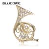 Wedding Brooch Pins For Women French Horn Shaped Hat Scarf Accessories Broach Musical
