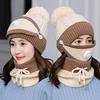3 Pieces Women's Knitted Hat Scarf Caps Neck Warmer Winter Hat Ladies Girls Skullies Beanies Capst