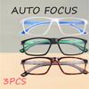 3pcs Auto-focus Reading Glasses Unisex Design Lightweight PC Frame Suitable for Computer Use and an Ideal Gift Choice.