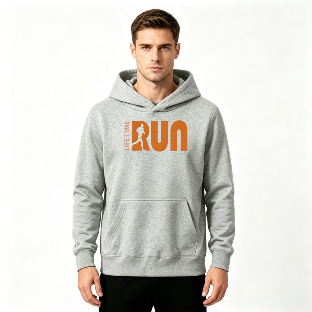 Men's Print Crewneck Long Sleeve Casual Pullover Hoodie Running Life Graphic Sweatshirt