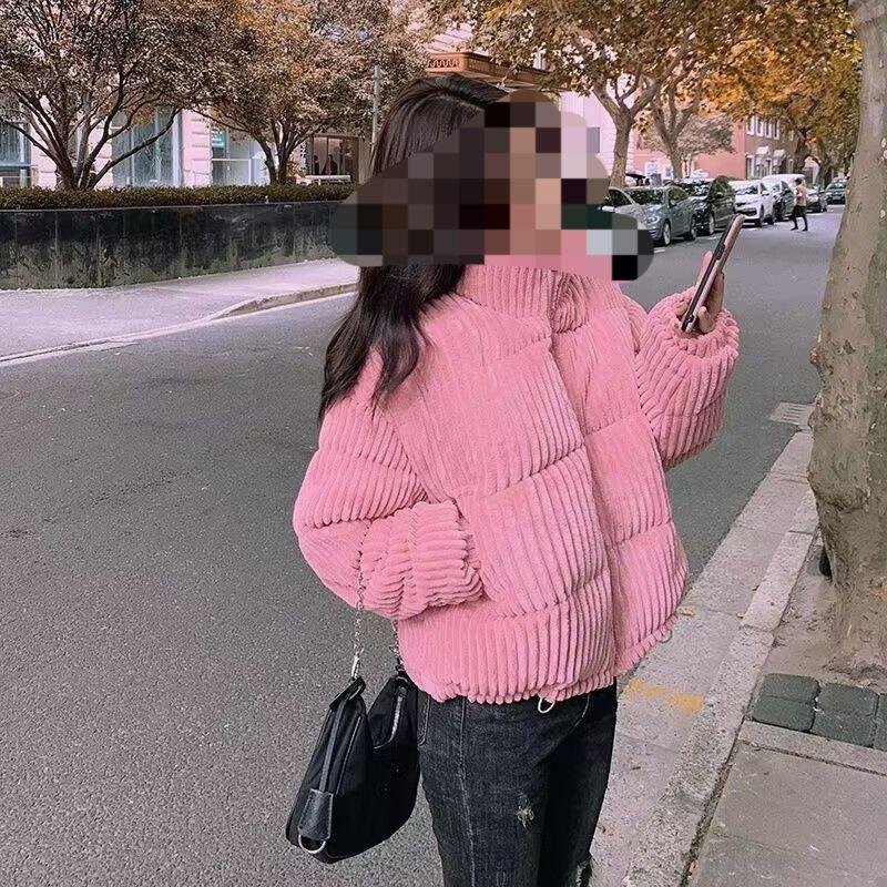 Corduroy cotton jacket women's winter small New Year's short Korean version loose thickened bread jacket cotton coat tide