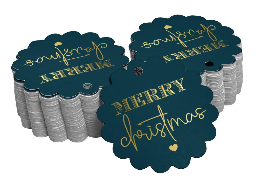 Inkdotpot Real Gold Foil Merry Christmas Tags Favor Hang Paper Tags 100