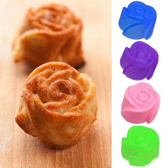 10 Pcs Silicone Rose Muffin Cookie Cup Cake Baking Mold Chocolate Maker Mould