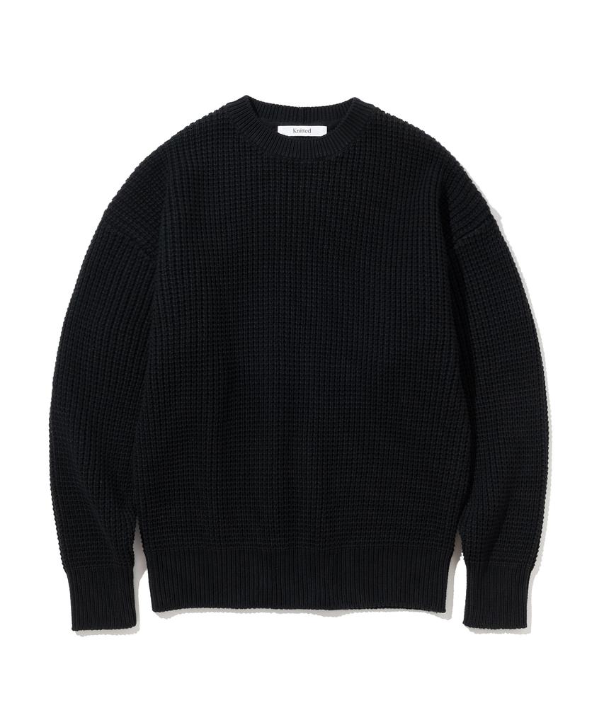KNITTED Heavy Waffle Round Knit Black