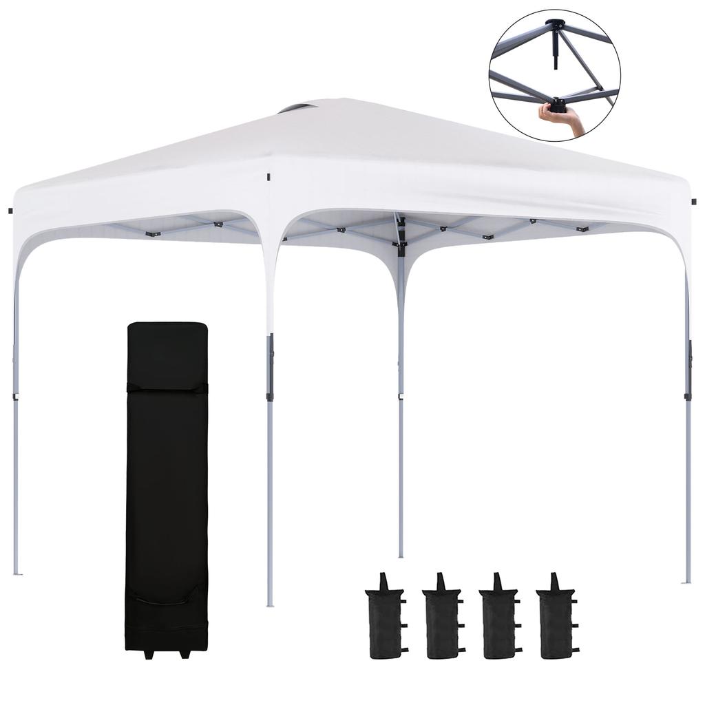 Garden Gazebo 2.5 X 2.5 M Folding Pop Up Canopy Adjustable Height On 4 Levels Oxford Fabric Anti UV50+ Steel Frame