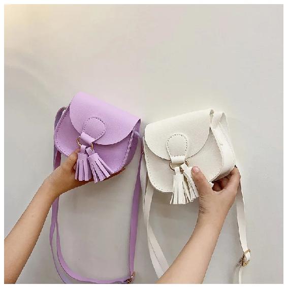 Coin Purse Cute Girls Baby Tassel Crossbody Bags PU Leather Children Small Shoulder Bag