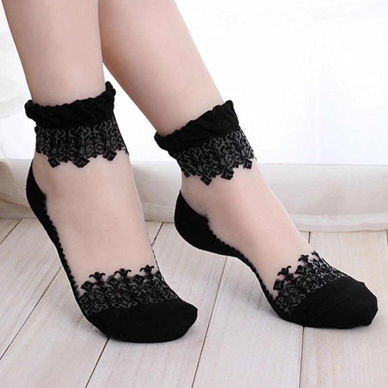 Fashion Lace Ruffle Ankle Soft Mesh Knit Frill Women Trim Women Transparent Socks