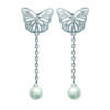 [F0325] - Серьги серебряные «Хлопковая бабочка» Серебро белое (родиевое покрытие) - 40х14 мм