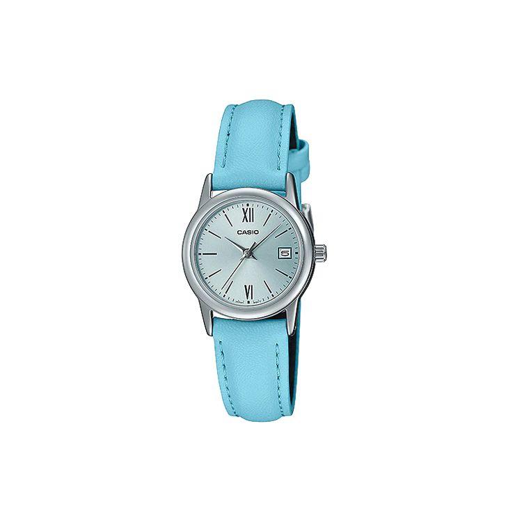 Casio Стандартная серия Минималистичные Ретро Маленькие Круглые Часы Business Casual Мода Кварцевый Механизм Кожаный Ремешок Женские часы Серебристые LTP-V002L-2B3