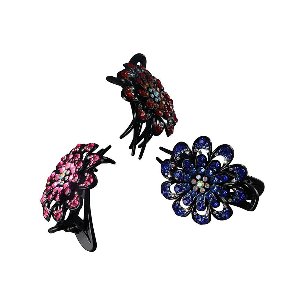 Hair Claw Rhinestone Duckbill Clip Korean Style Hairpin Flower Hair Clip Female Hair Accessories