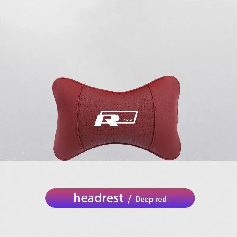 VW Car Leather Headrest Seat Head Support Neck Pillow For Volkswagen Polo Golf GTI CC Tiguan Arteon Passat Jetta Touareg ID.3