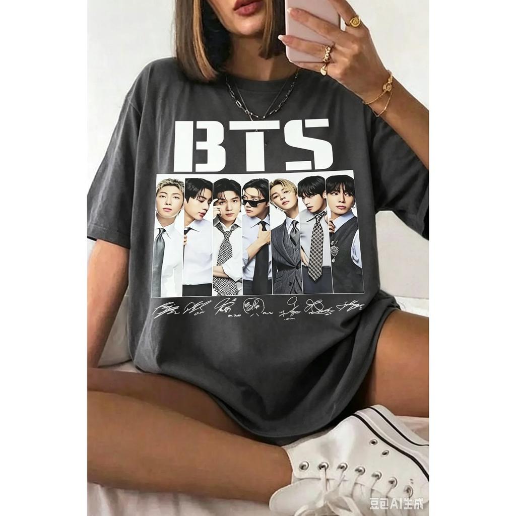 Графическая футболка BTS Army Мужская Женская Kpop Графическая с коротким рукавом Уличная одежда Y2k Оверсайз Повседневная Свободная Высококачественный Топ Женская Мужская Одежда