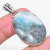 Natural Larimar Gemstone Handmade 925 Sterling Silver Jewelry Pendant 1.89" Y9P48