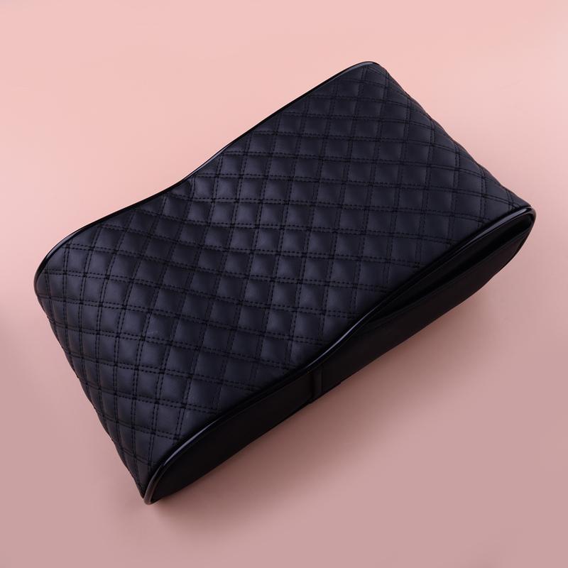 Black PU Leather Center Console Armrest Box Mat Memory Foam Pad Cushion Cover fit for Universal