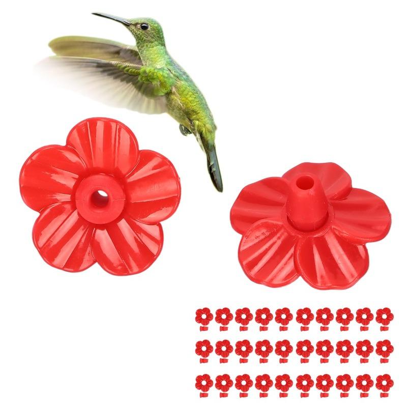 30 Sets Multicolor Hummingbird Feeder Flowers Plastic Durable Bird Feeder Replacement Flowers Replaceable