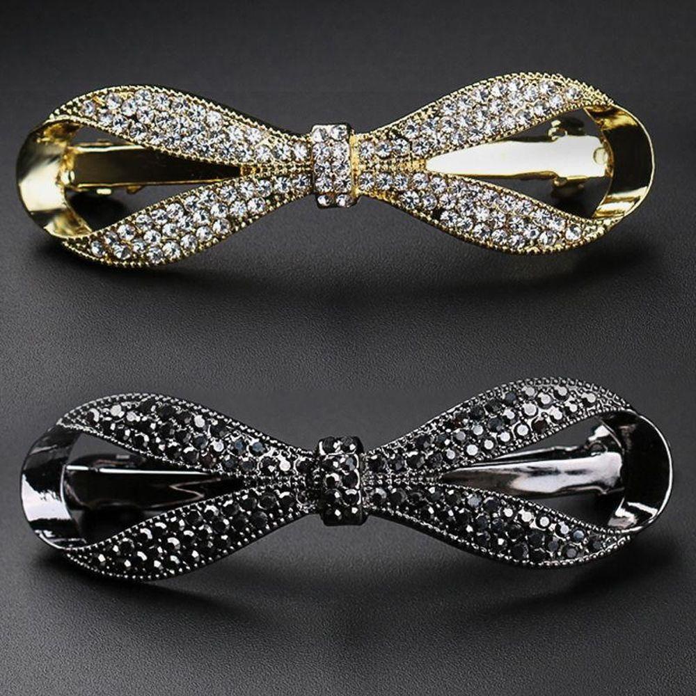 Bow For Girls Zircon Crystal Hairgrip Small Hair Clip Women Spring Clip Korean Ponytail Holder