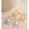 Eetit 2025 Stainless Steel Pearls Hollow Flower Stud Earrings Gift Gold & Platinum PVD Plated Modern Daily Jewelry Anti Allergic