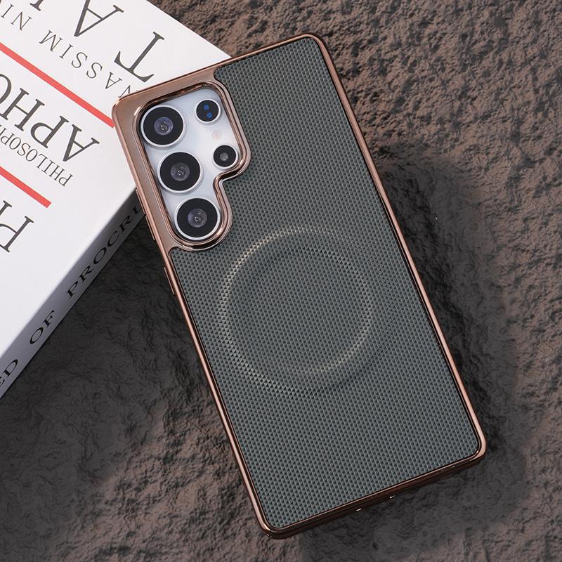 Чехол для телефона из мягкой кожи с покрытием для Samsung Galaxy S24 FE S25 Ultra S23 S22 Plus с поддержкой беспроводной зарядки и магнитным покрытием