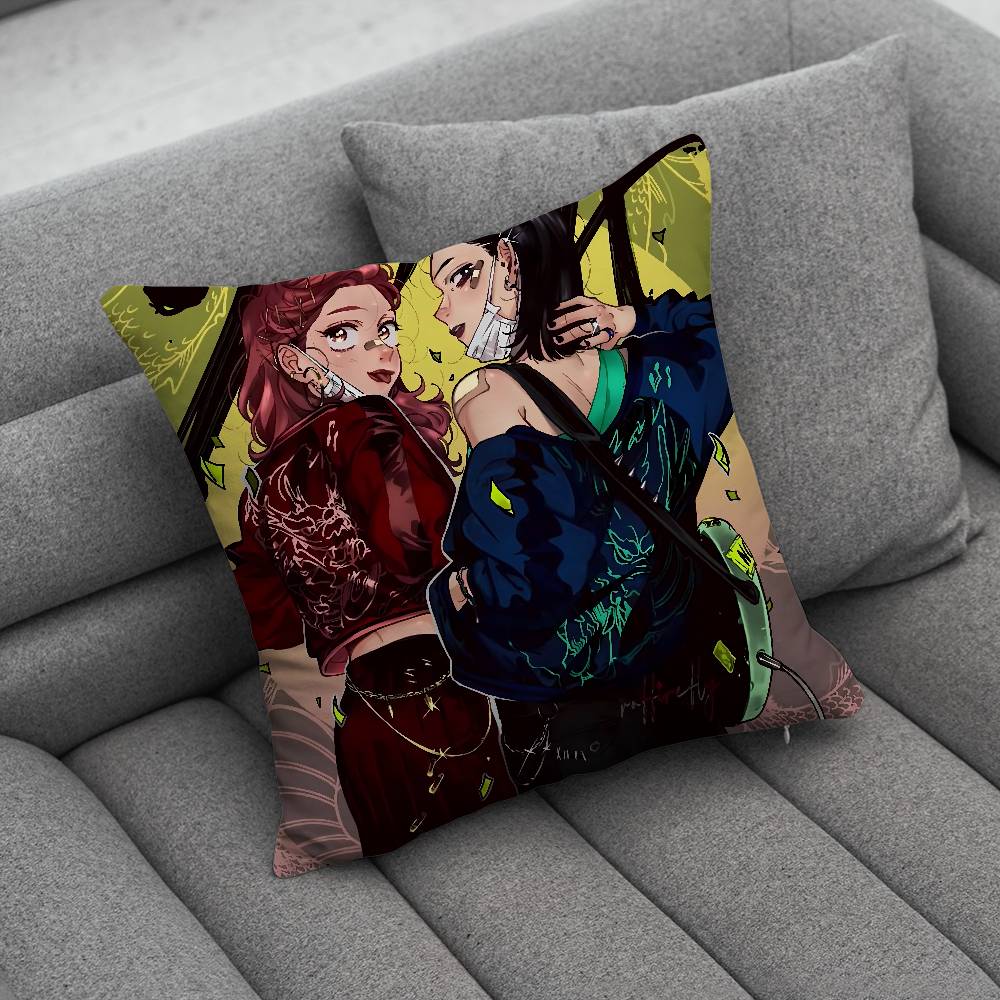 AAya Oosawa And MMitsuki Koga Print Pattern Sofa Cushion Cover Pillowcase Home Party Car Bedding