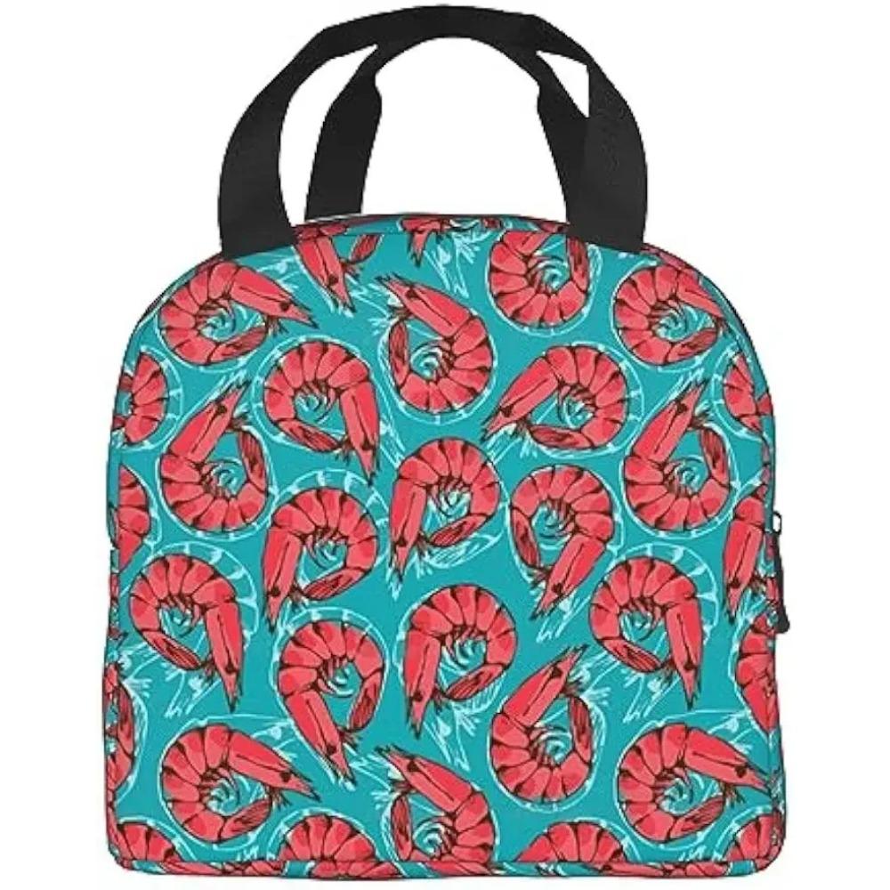 Сумка для обеда из морских животных, крабов, раков, креветок, для женщин и мужчин, изолированный контейнер для обеда с карманами, сумки-тоуты для работы и путешествий