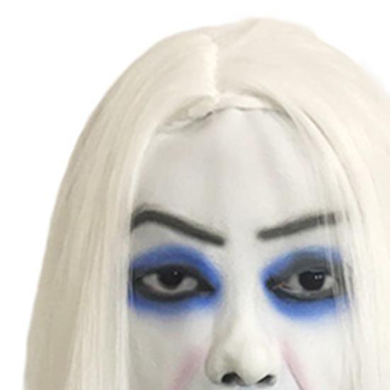 Halloween Horror Grimace Ghost Masque Scary Full Head Latex Zombie Masque with Hair Creepy Halloween Party Cosplay Costume