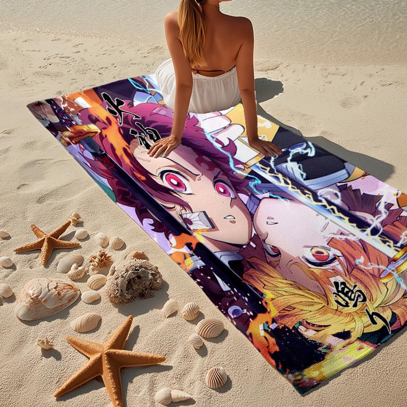 1PC Powerful Demon Anime Beach Towel - Soft, Absorbent Microfiber, Lightweight, Ideal for The Beach, Parties, Travel, Camping fan gifts