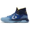 G4 Round Toe Lace-up Mesh Fabric Mid-Top Practical Basketball Shoes Unisex Blue and Yellow