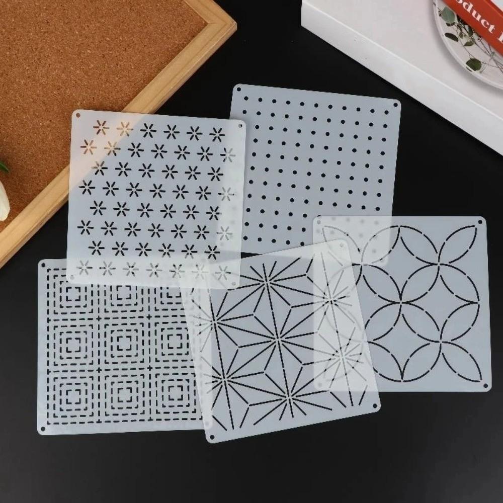 9/32 шт. Многоразовый трафарет для вышивки сасико, ручной работы, полупрозрачный, для пэчворка, геометрический, из ПЭТ