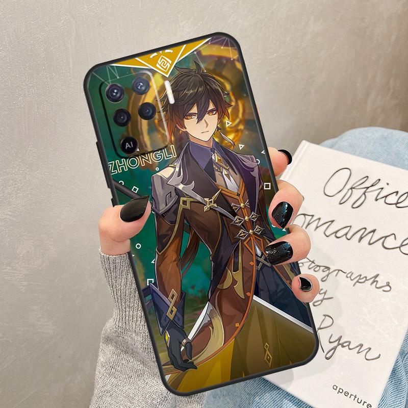 Чехол Zhongli Genshin Impact для Oppo A57 A17 A77 A18 A38 A58 A78 A98 A74 A54 A94 A80 A60 A40 A96 A76 A16 A15 A5 Pro