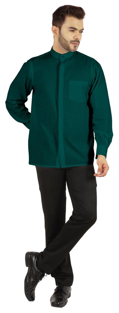 BestMan Мужская однотонная рубашка на пуговицах с китайским воротником и планкой спереди для формального случая