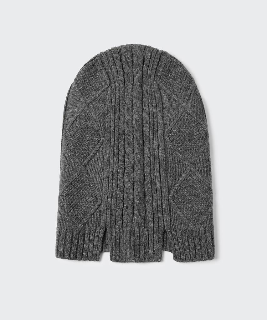 MUSINSA STANDARD Lambswool Cable Knit Balaclava [Medium Grey]