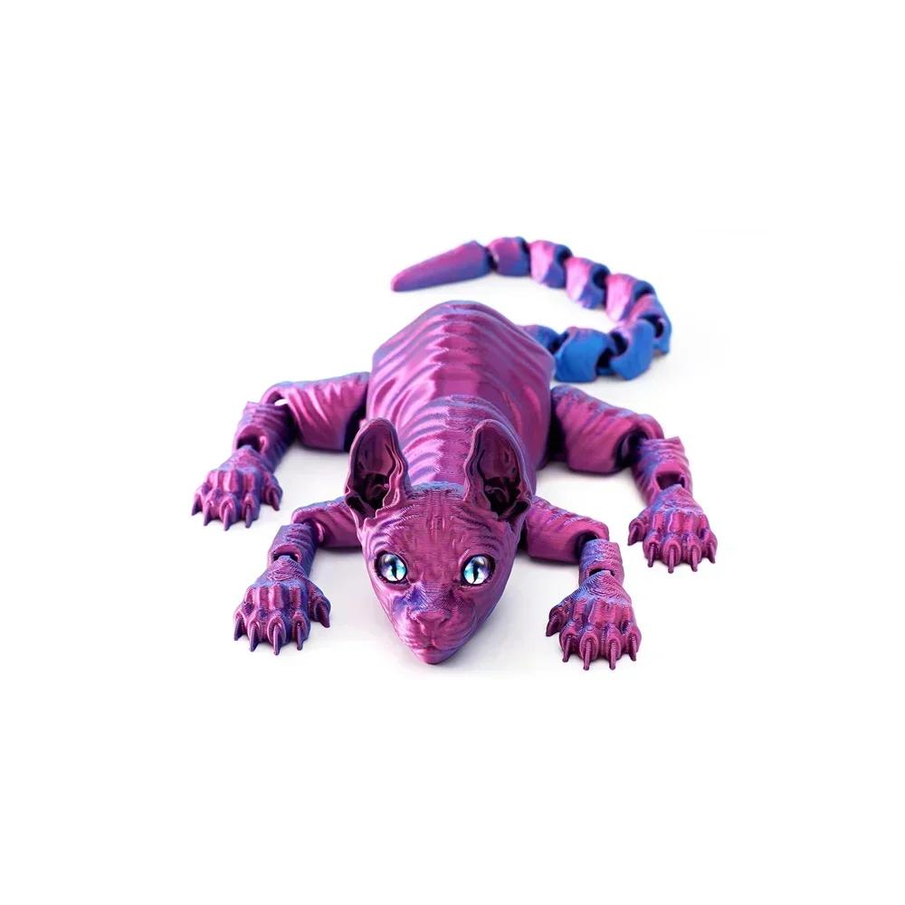 Подарок для мальчика 3D-печатная фигурка кошки сфинкса, реалистичная бесшерстная кошка, милые подарки для мальчика, подвижные игрушки-непоседы для влюбленных, домашний декор