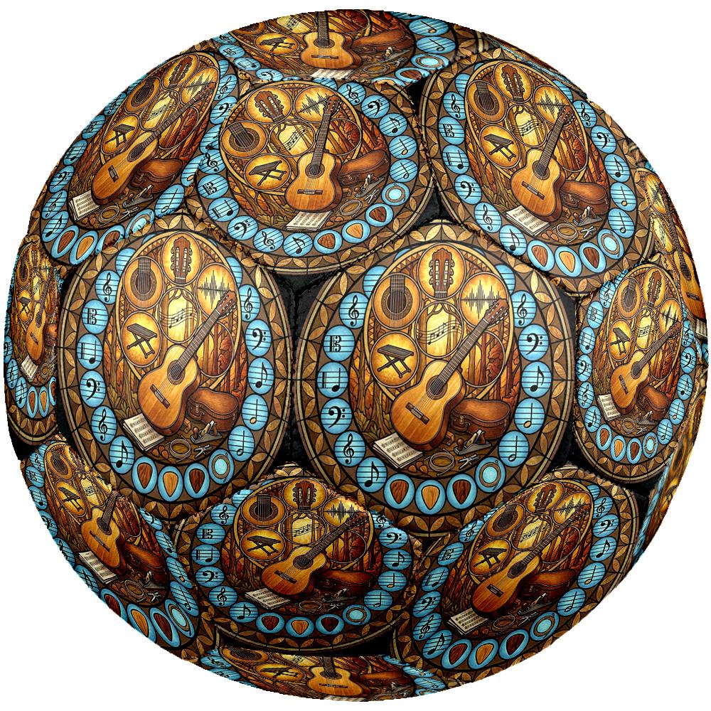 Guitar Art Glass Round Football Size 5 Adult Ball Suitable for Training Matches and Outdoor Team.