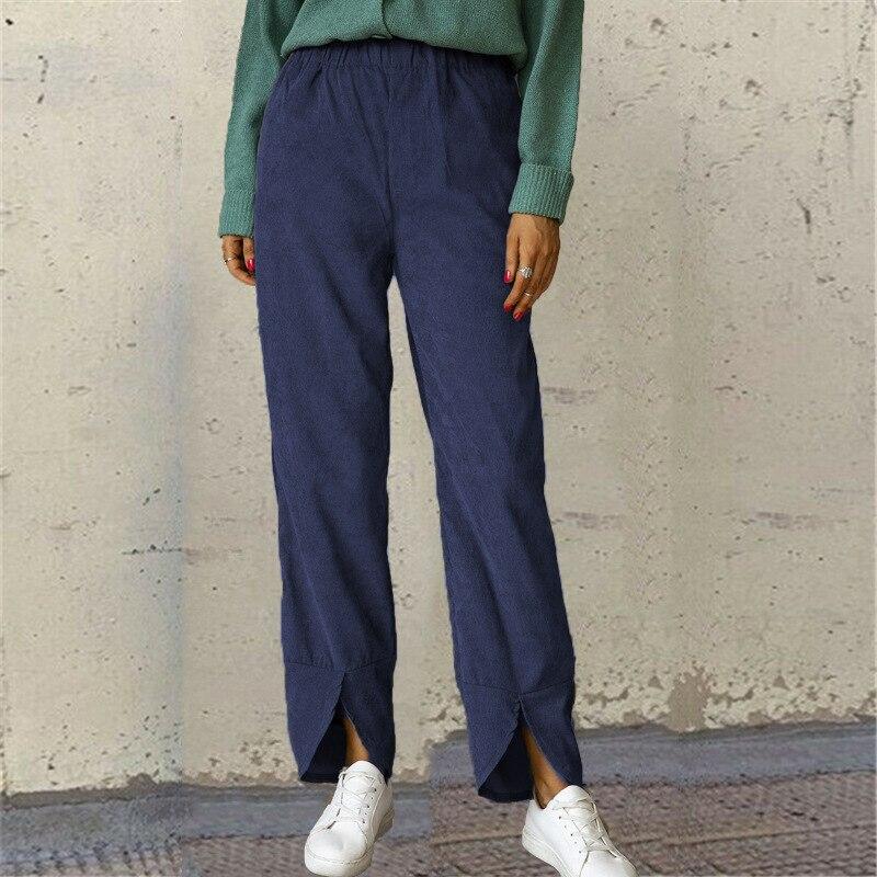 Fashoin Casual Straight Wide Leg Pants Women Fashion Corduroy Baggy Pants Woman Solid Vintage High Waist Trousers Pantalon 24077