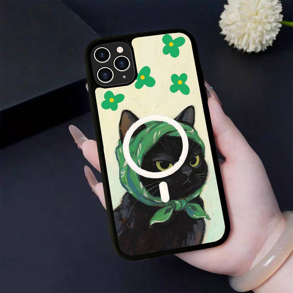 A Cute Comic Cat For Magsafe Magnetic Phone Case For IPhone 17 16 Pro Max 15 Plus 14 13 12 11 Cover