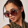 Модные очки Leopard Square для женщин - Градиентные линзы Антибликовые солнцезащитные очки для отпуска и пляжной вечеринки
